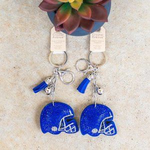 Royal Blue Puffy Football Helmet Keychain